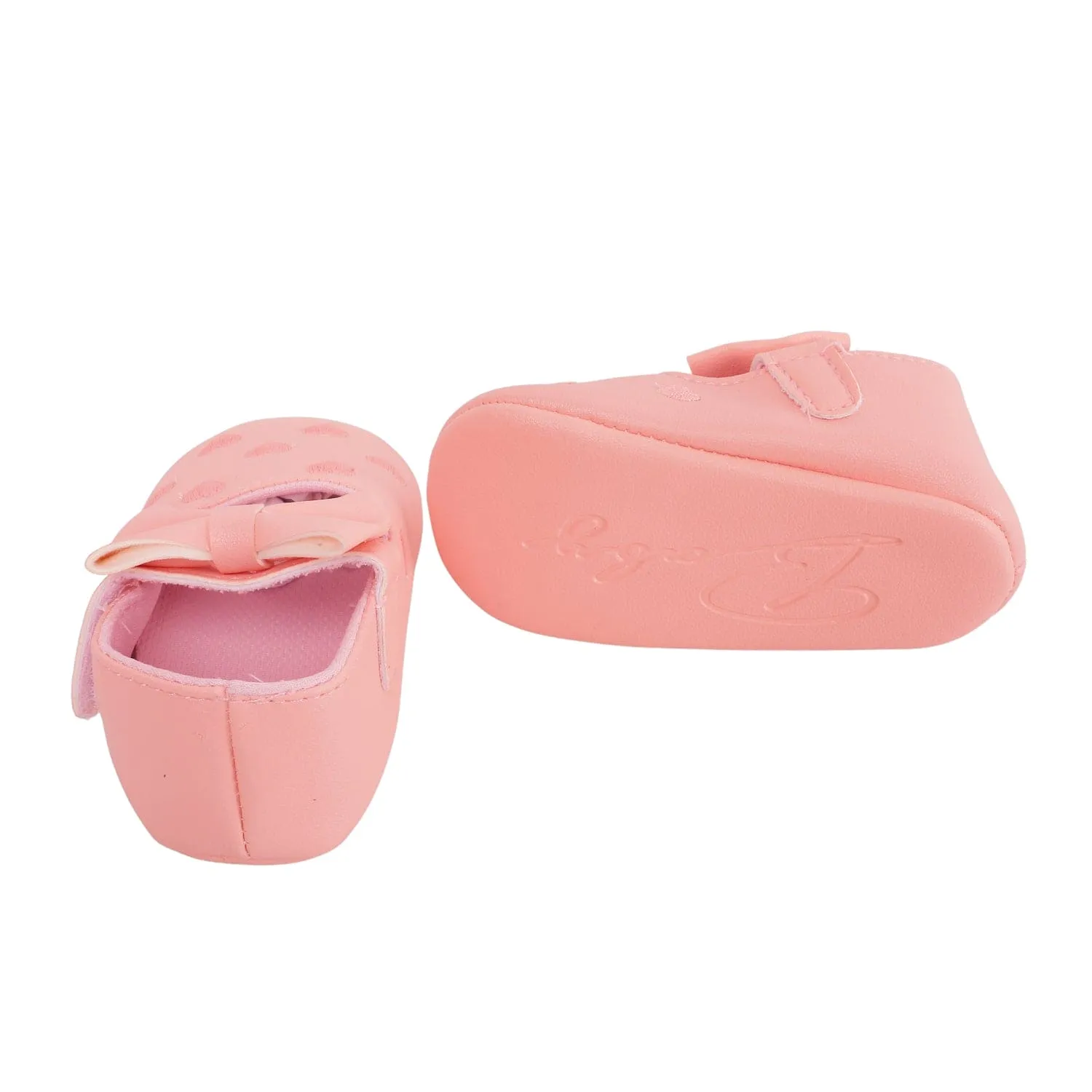 Baby Moo Hearts With Bow Pink Booties