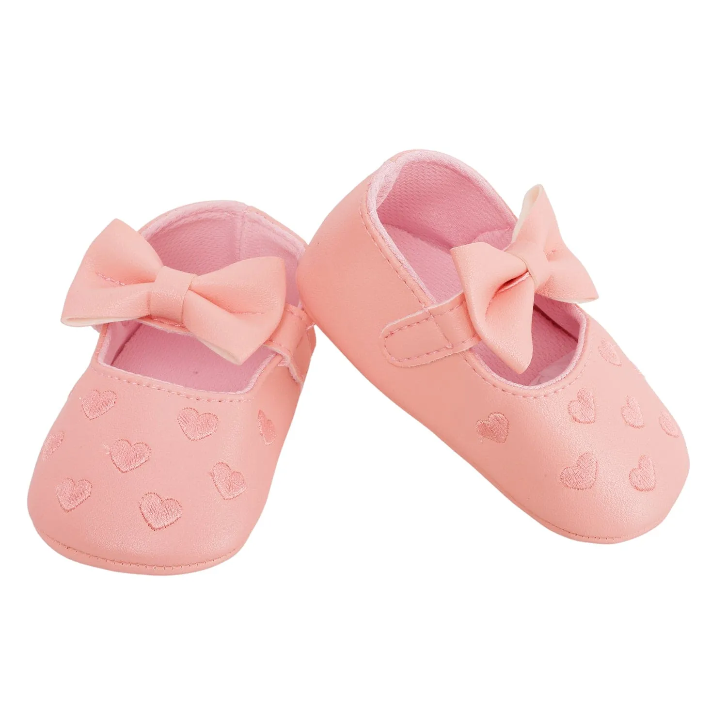 Baby Moo Hearts With Bow Pink Booties