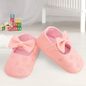 Baby Moo Hearts With Bow Pink Booties