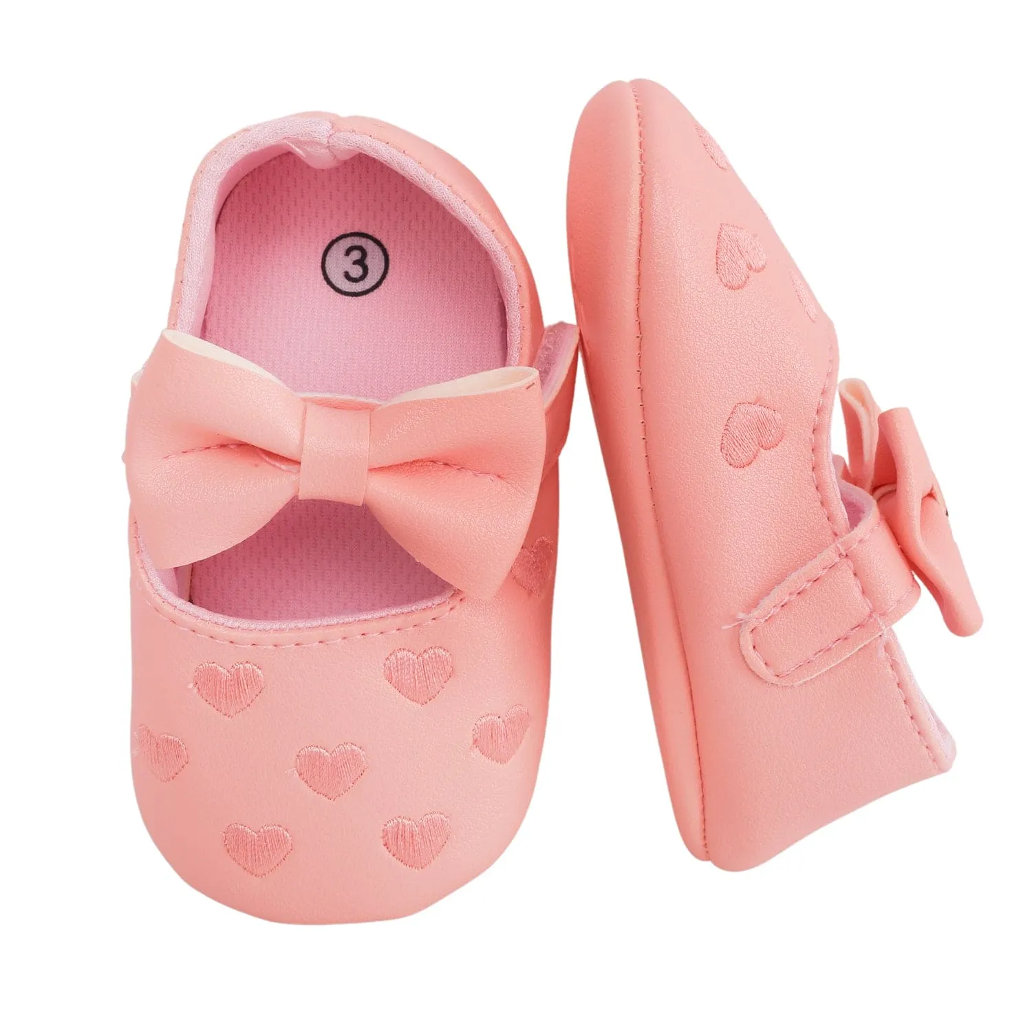 Baby Moo Hearts With Bow Pink Booties