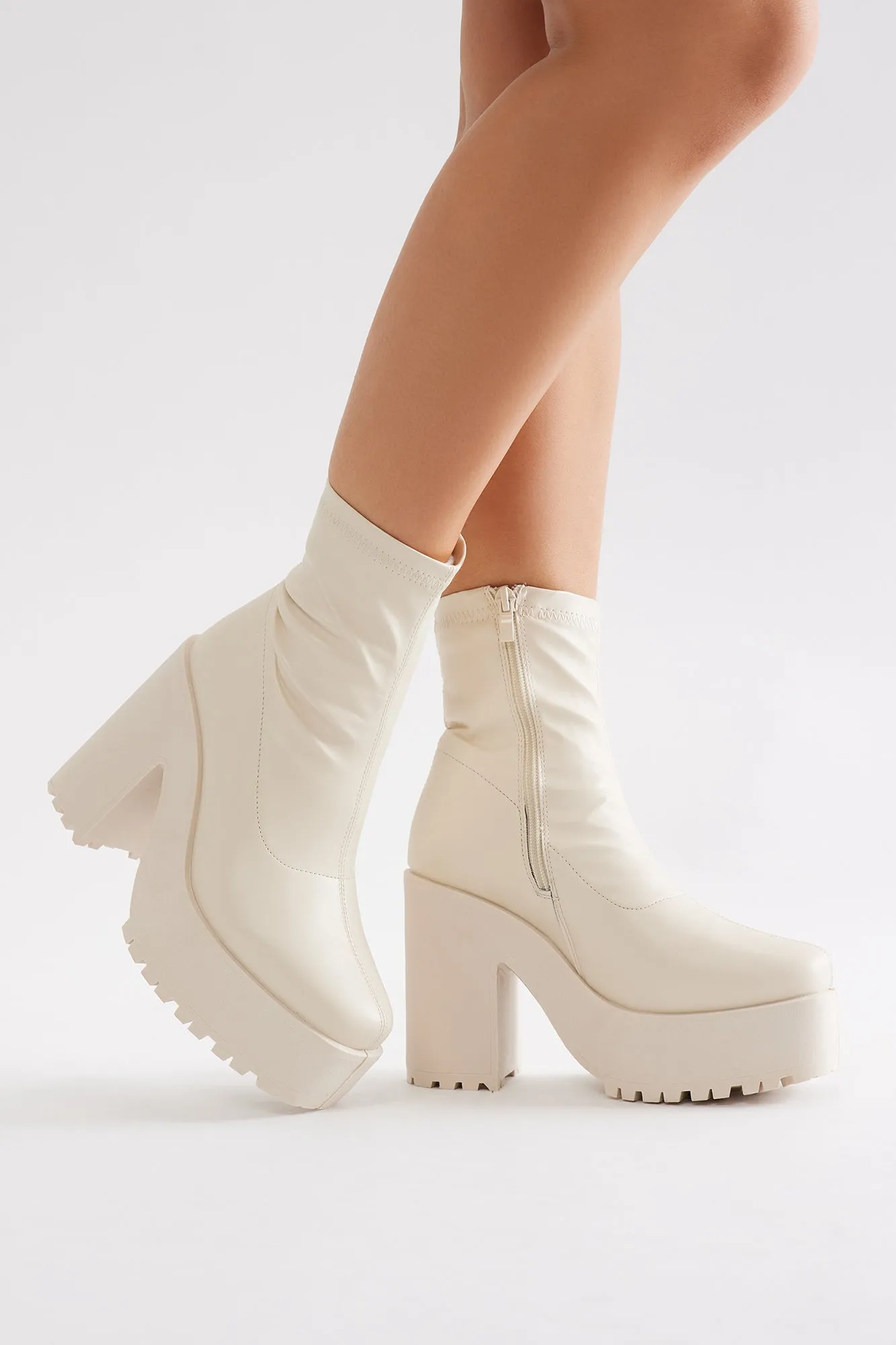 Baylor Platform Booties - Cream