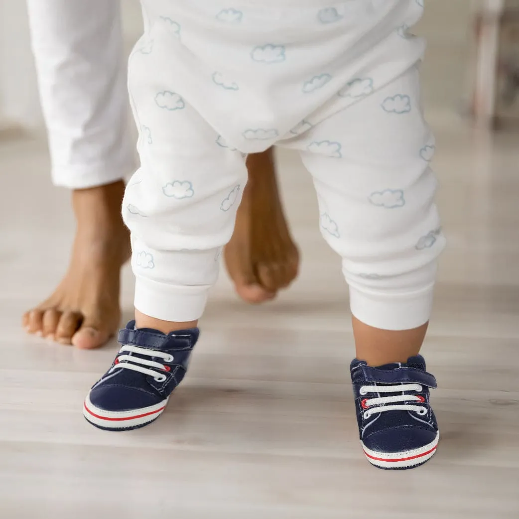 Casual Navy Blue Velcro Booties