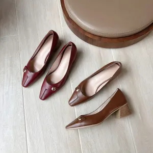 Chunky Heel Square Head Pumps  | Gift Shoes