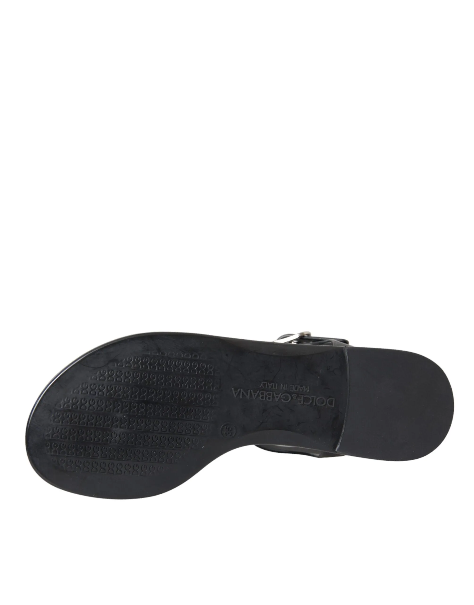 Dolce & Gabbana Black Crystal Flat Sandals