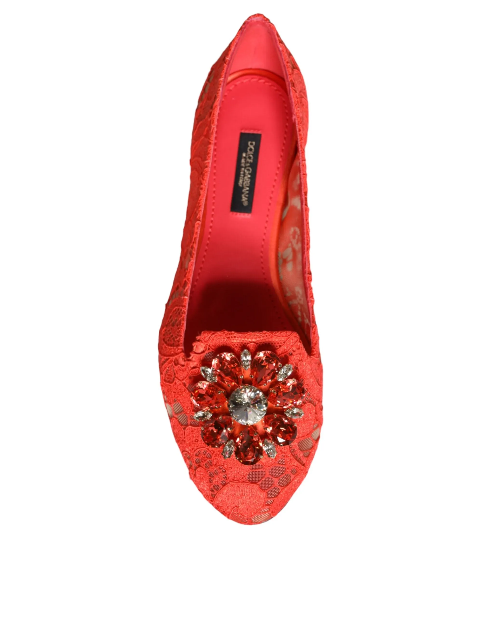Dolce & Gabbana Crystal Ballet Flats With Lace