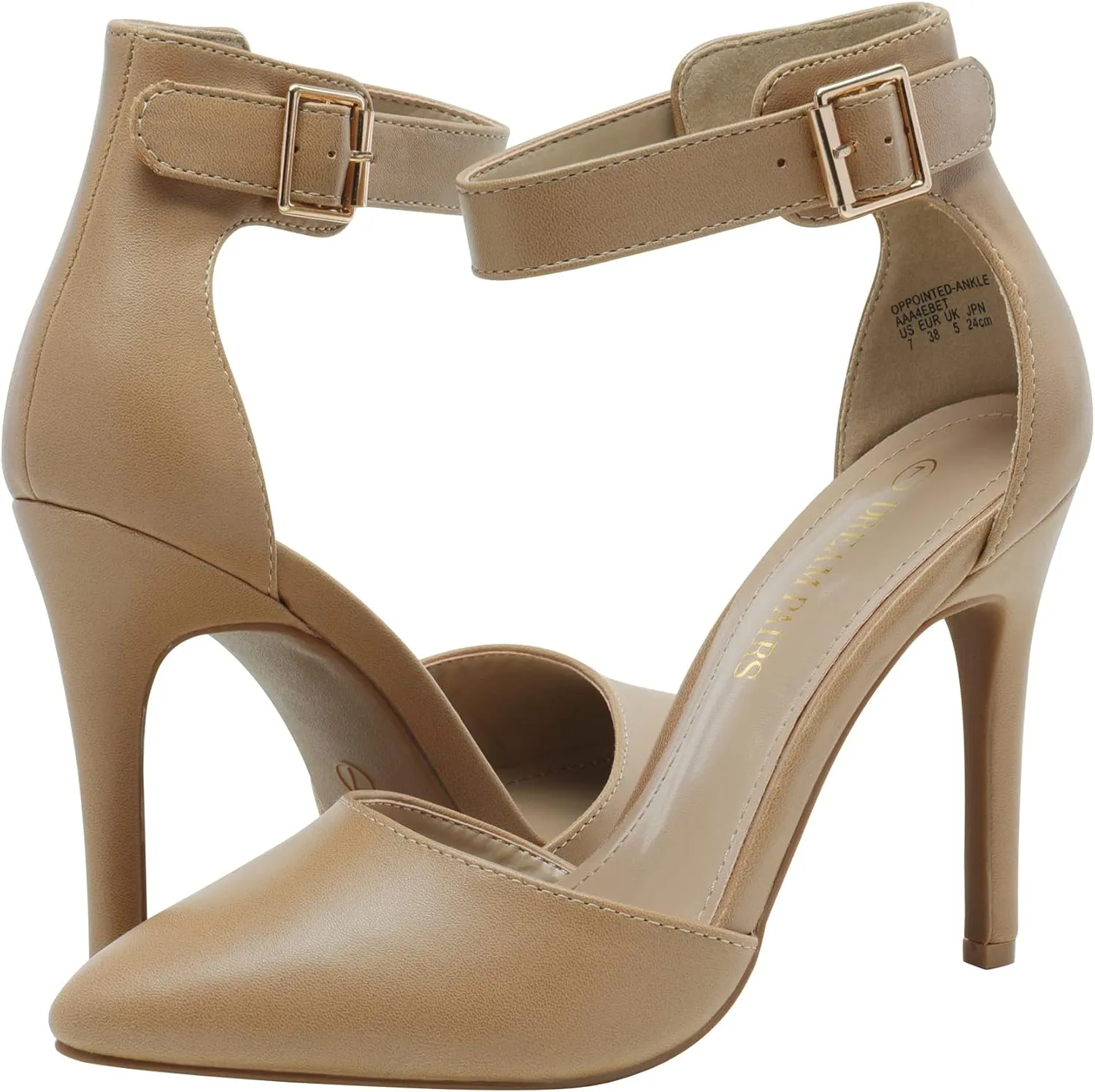 DREAM PAIRS Oppointed-Ankle Women's Pointed Toe Ankle Strap D'Orsay High Heel Stiletto Pumps Shoes