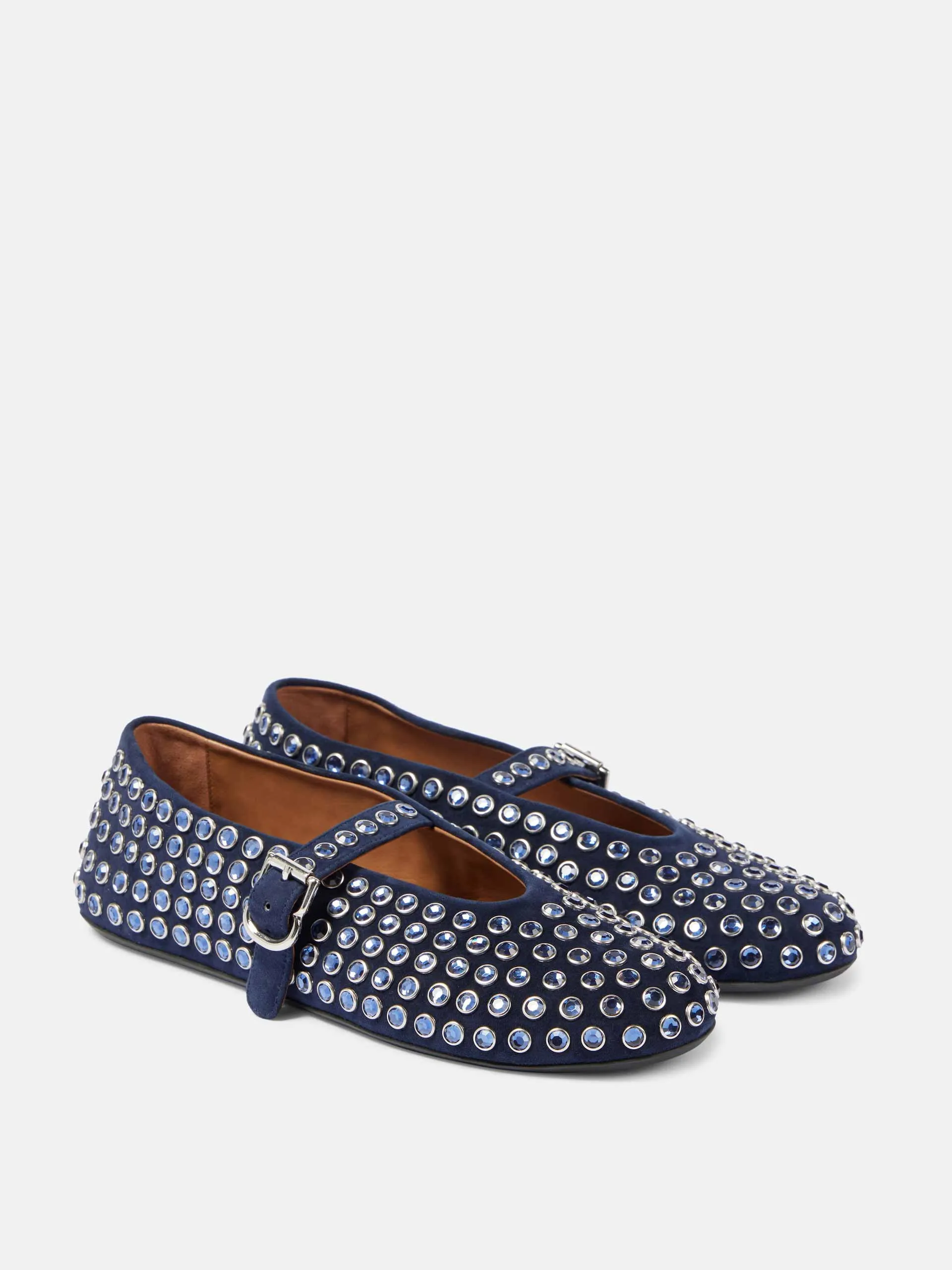 Embellished suede ballet flats