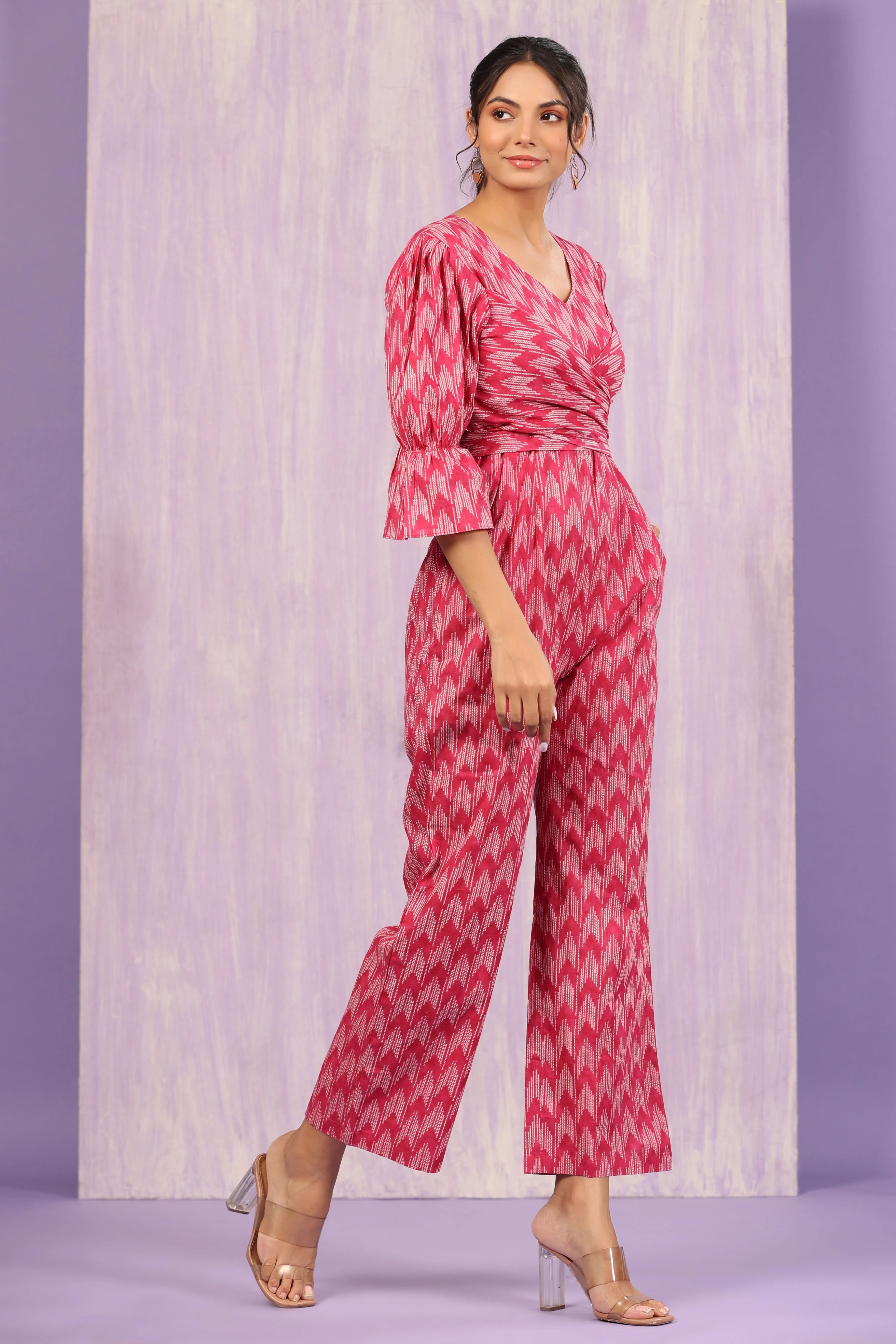 Ikat Shibori on Pink Jumpsuit