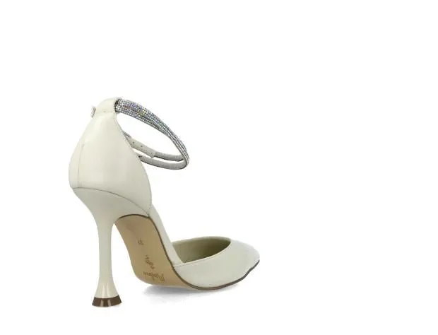 Menbur Cream Court Shoes with Diamanté Ankle Strap