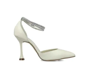 Menbur Cream Court Shoes with Diamanté Ankle Strap