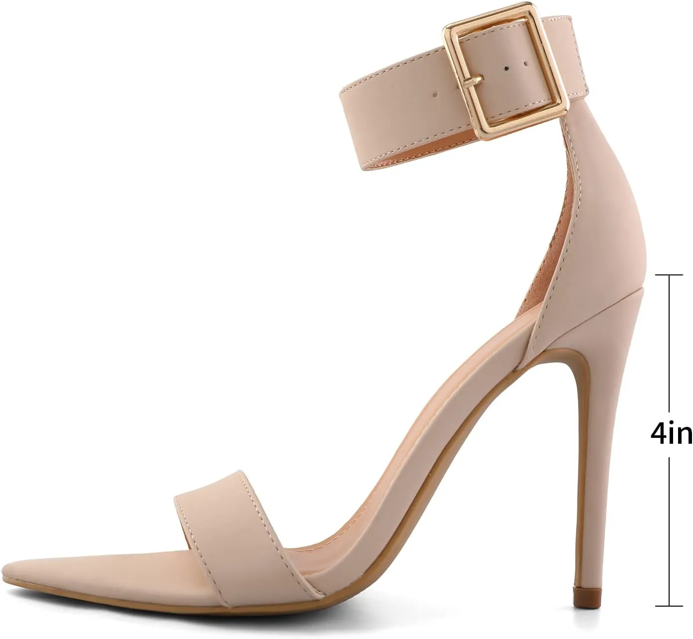 mysoft Women's Pointed Toe Stilettos Ankle Strap Pump Heel Sandals