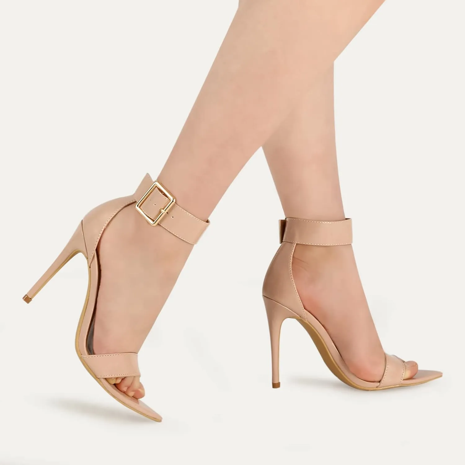 mysoft Women's Pointed Toe Stilettos Ankle Strap Pump Heel Sandals