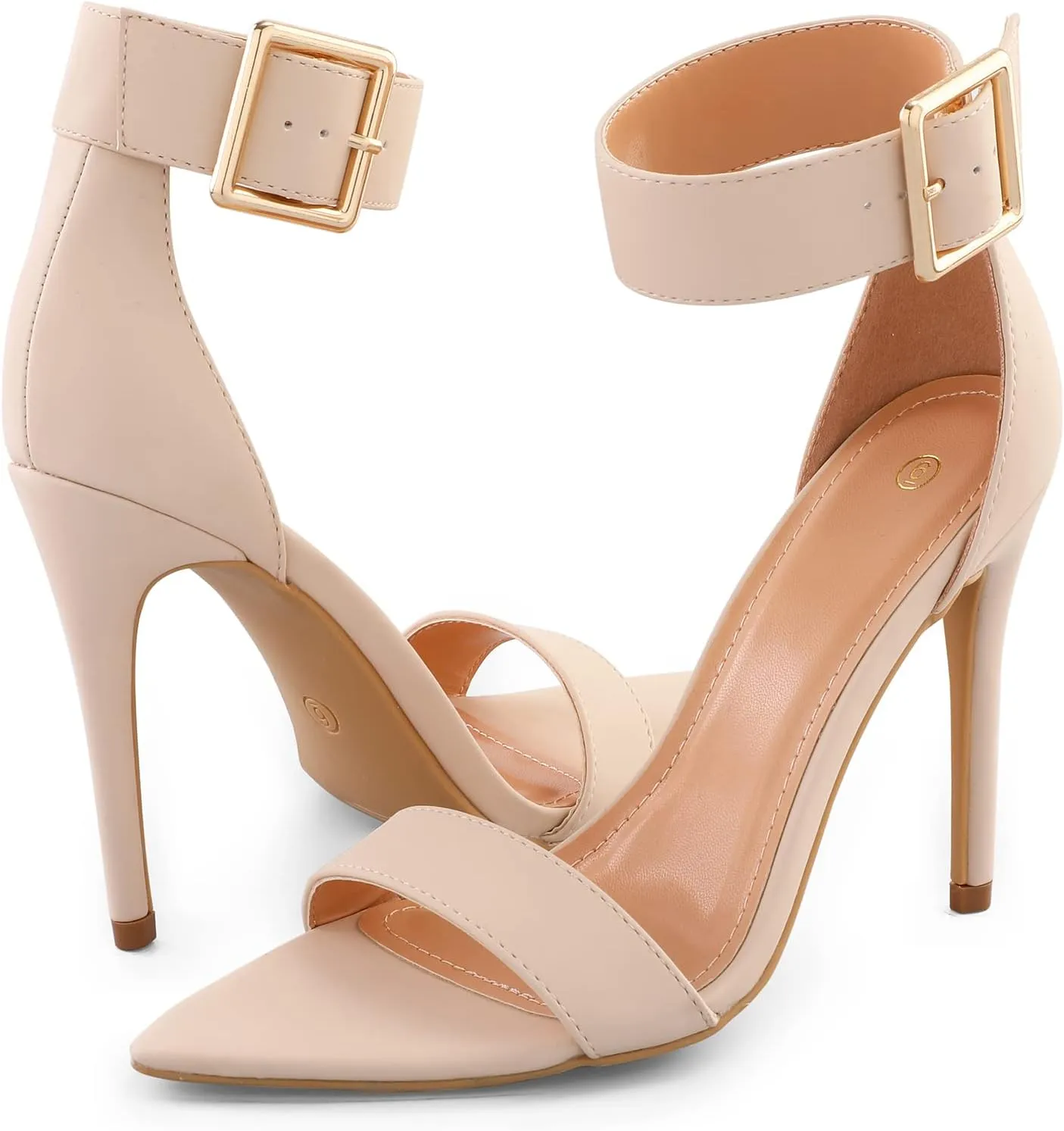 mysoft Women's Pointed Toe Stilettos Ankle Strap Pump Heel Sandals