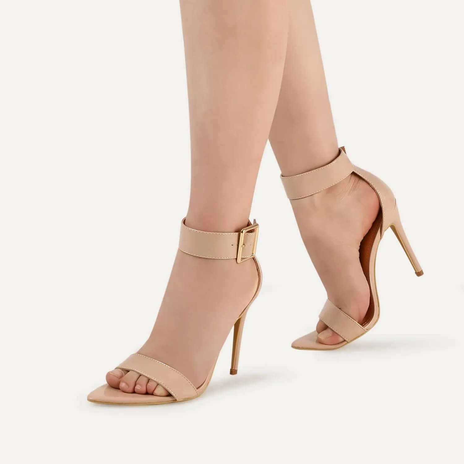 mysoft Women's Pointed Toe Stilettos Ankle Strap Pump Heel Sandals