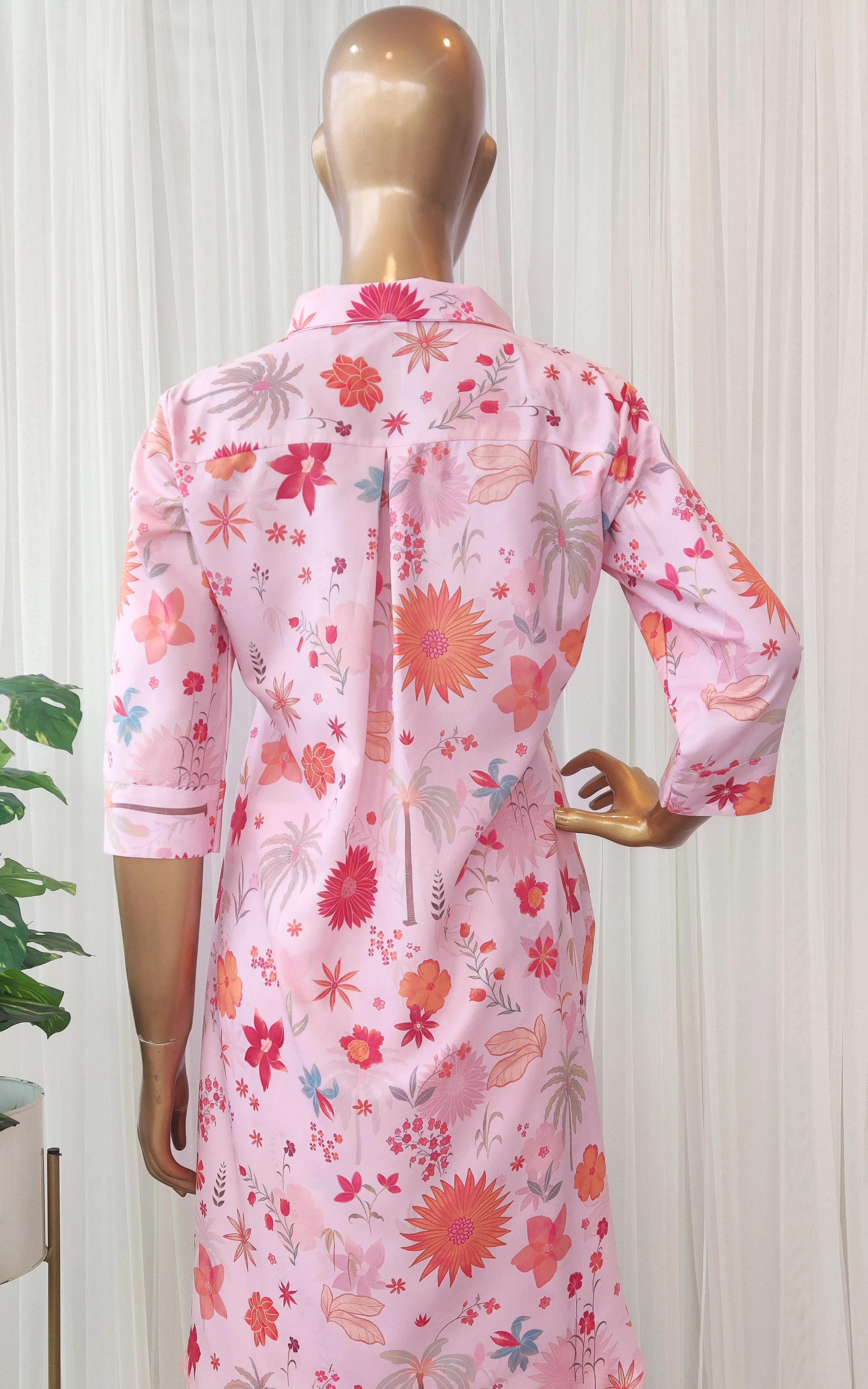 Pink Tropical Print Crepe Co-Ord Set