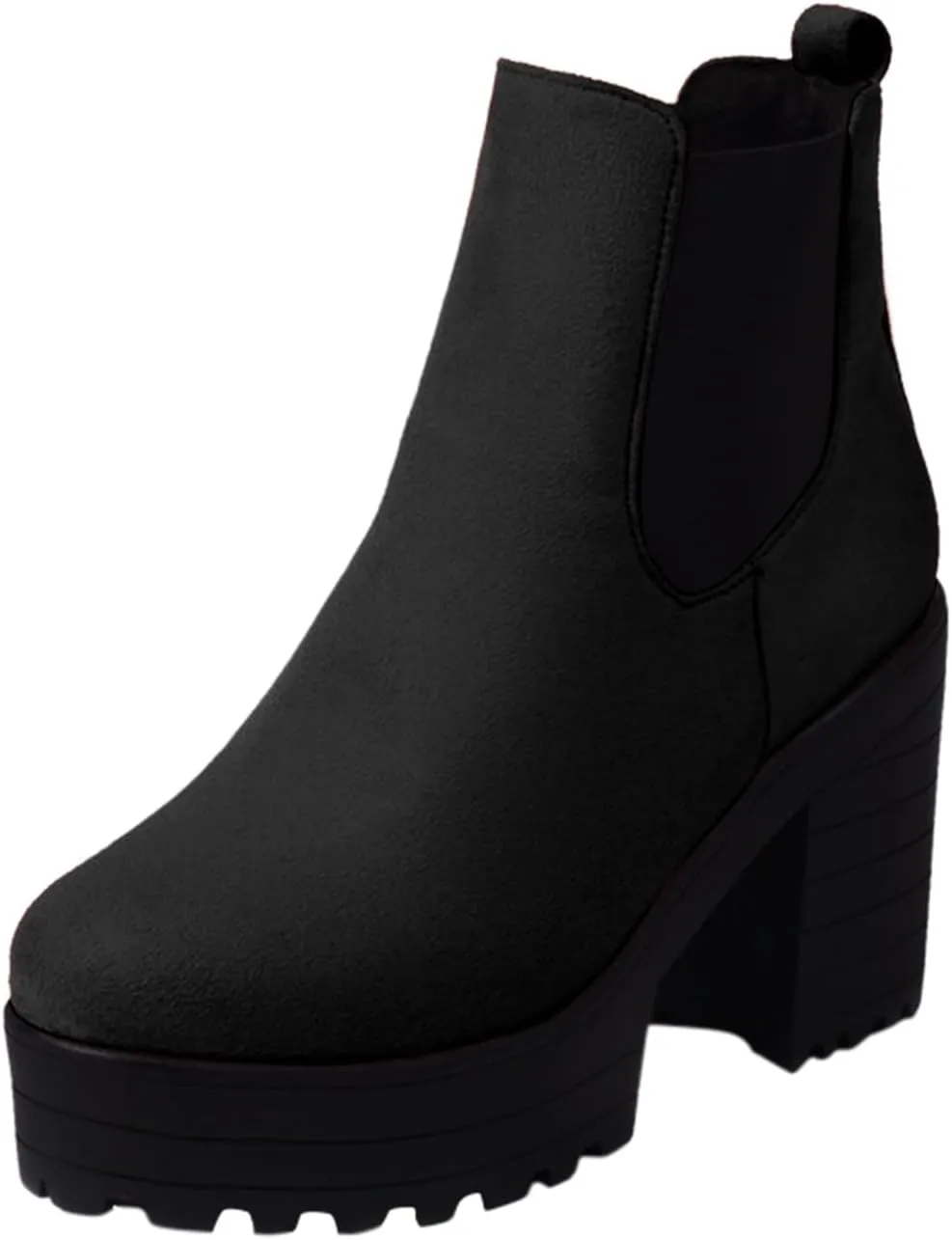 Platform Ankle Boots for Women,Womens Ankle Boots Elastic Chelsea Boots Round Toe Chunky Block Heel Booties Slip on Fall Short Boots Casual Comfortable Lug Sole Non Slip Walking Boots