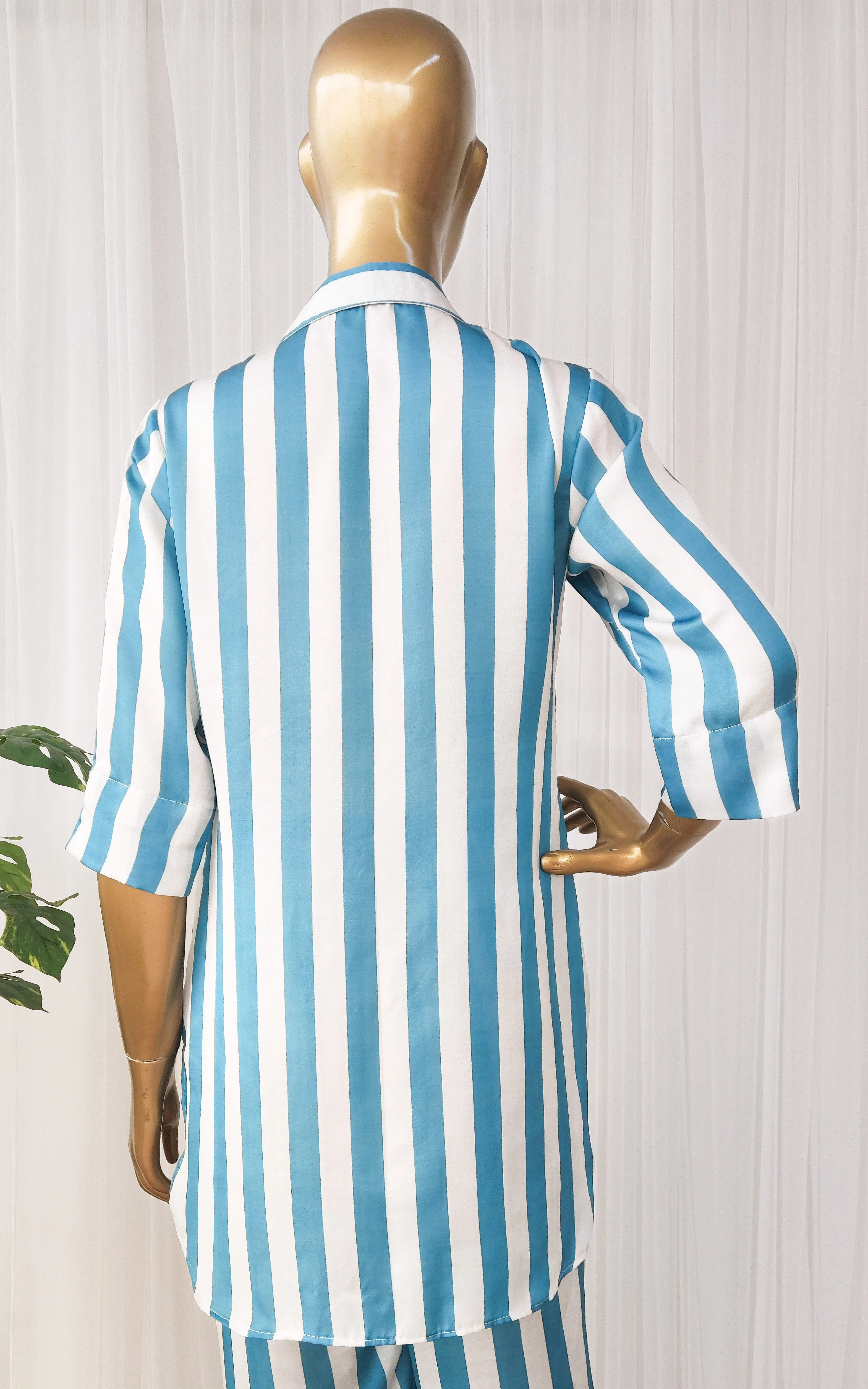Teal Blue Striped Co-Ord Set