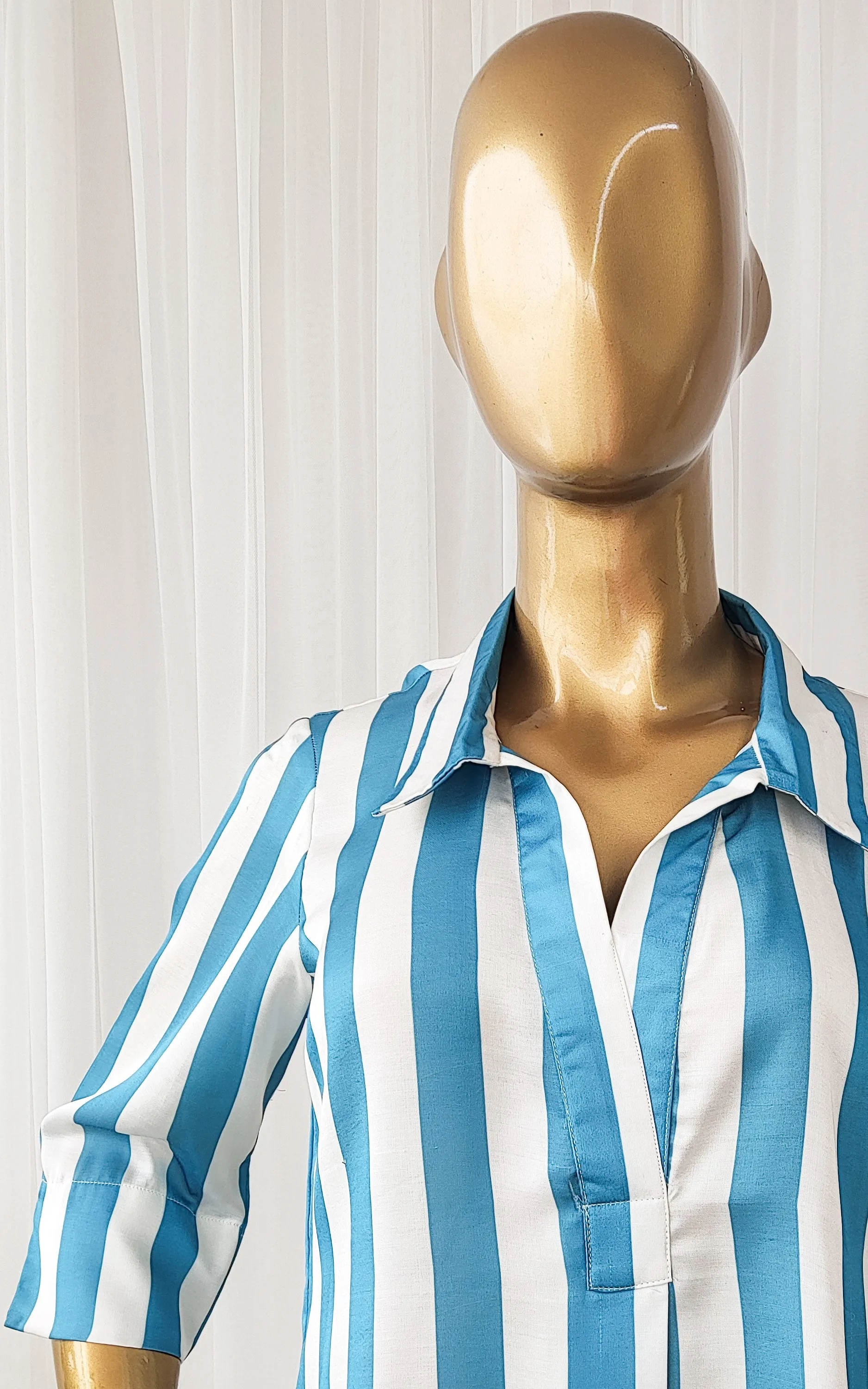 Teal Blue Striped Co-Ord Set