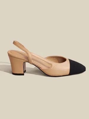 Toleet Chunky Heel Pointy Toe Slingback Sandals