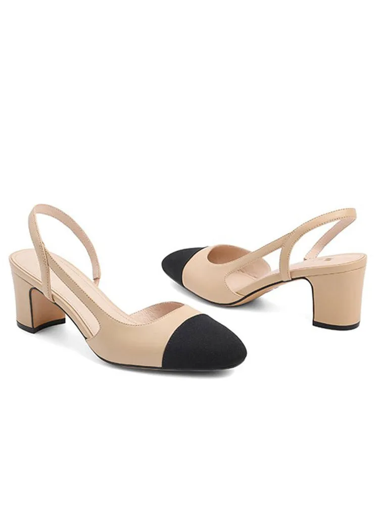 Toleet Chunky Heel Pointy Toe Slingback Sandals