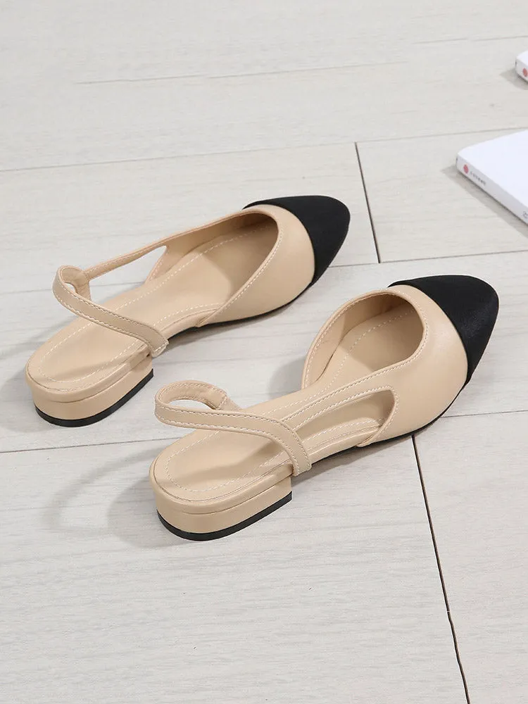 Toleet Chunky Heel Pointy Toe Slingback Sandals