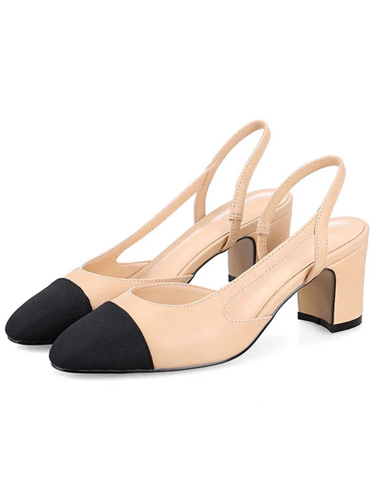 Toleet Chunky Heel Pointy Toe Slingback Sandals