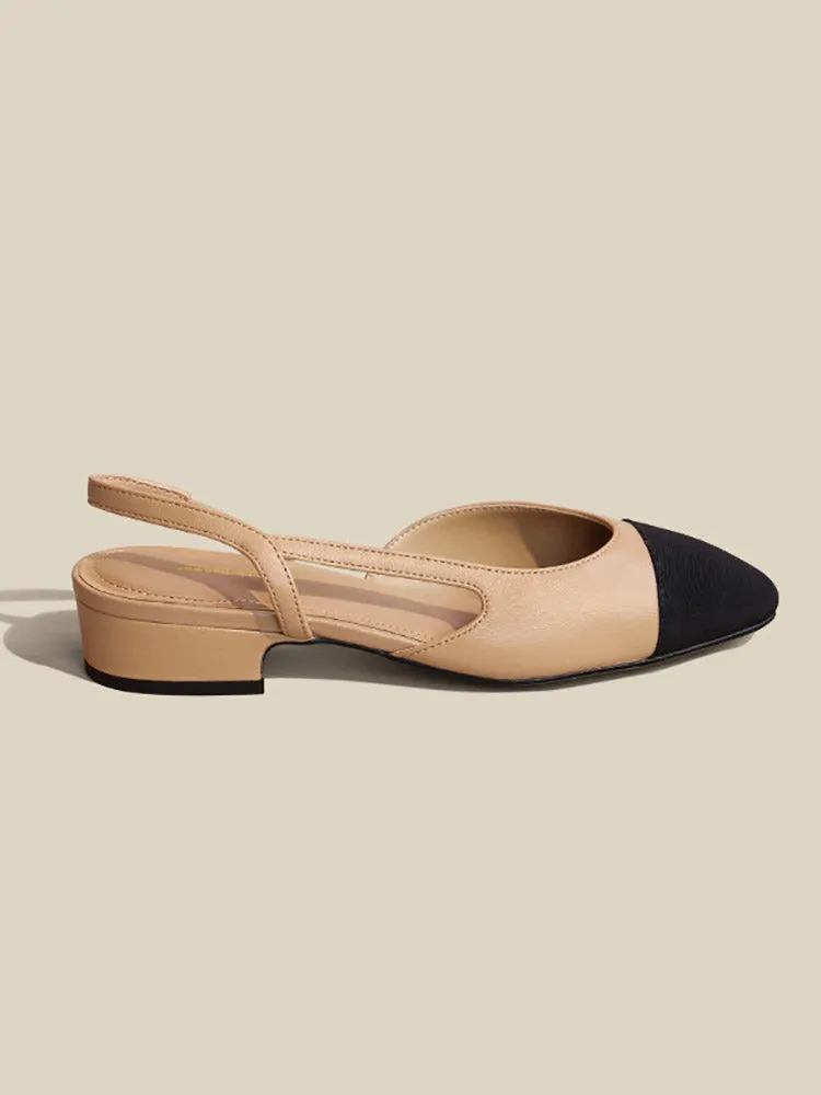 Toleet Chunky Heel Pointy Toe Slingback Sandals
