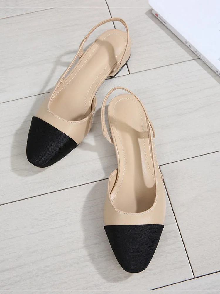 Toleet Chunky Heel Pointy Toe Slingback Sandals
