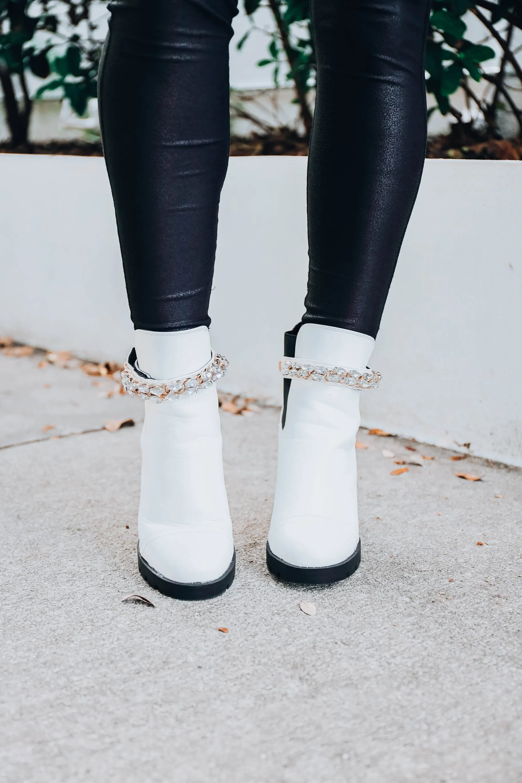 Wild Girl Chunky Heel Bootie - White