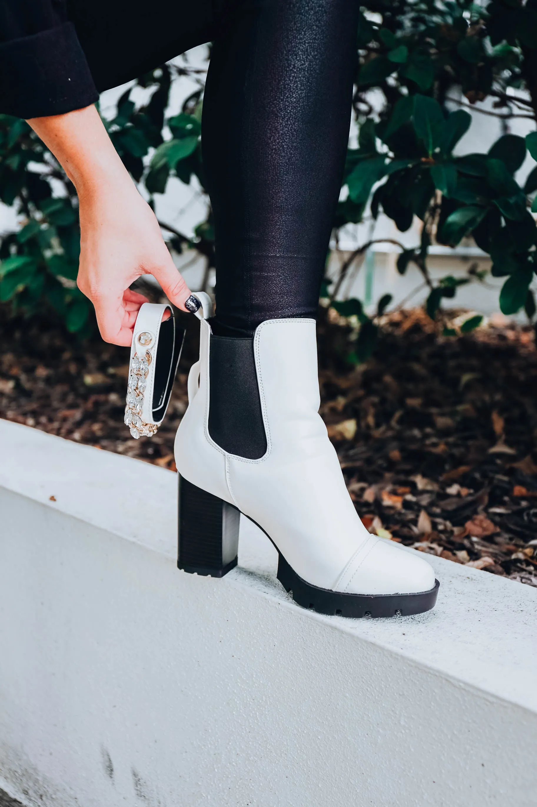 Wild Girl Chunky Heel Bootie - White