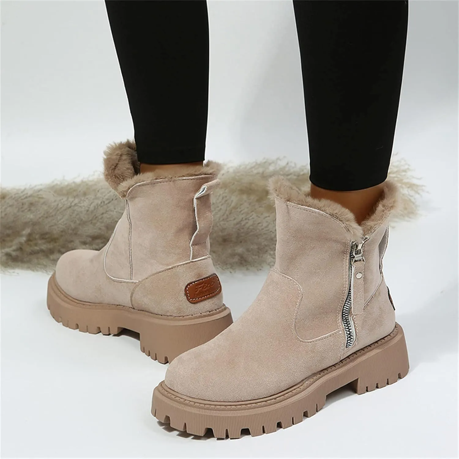 Winter Dress Boots For Women 2024 Snow Warm Ankle Booties Comfortable Slip On Outdoor Fur Lined Walking Loafers Shoes