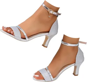 Women Fish Mouth Line Strap Ankle Strap Sandals Medium Heel Sandals Slip on Men Sandals