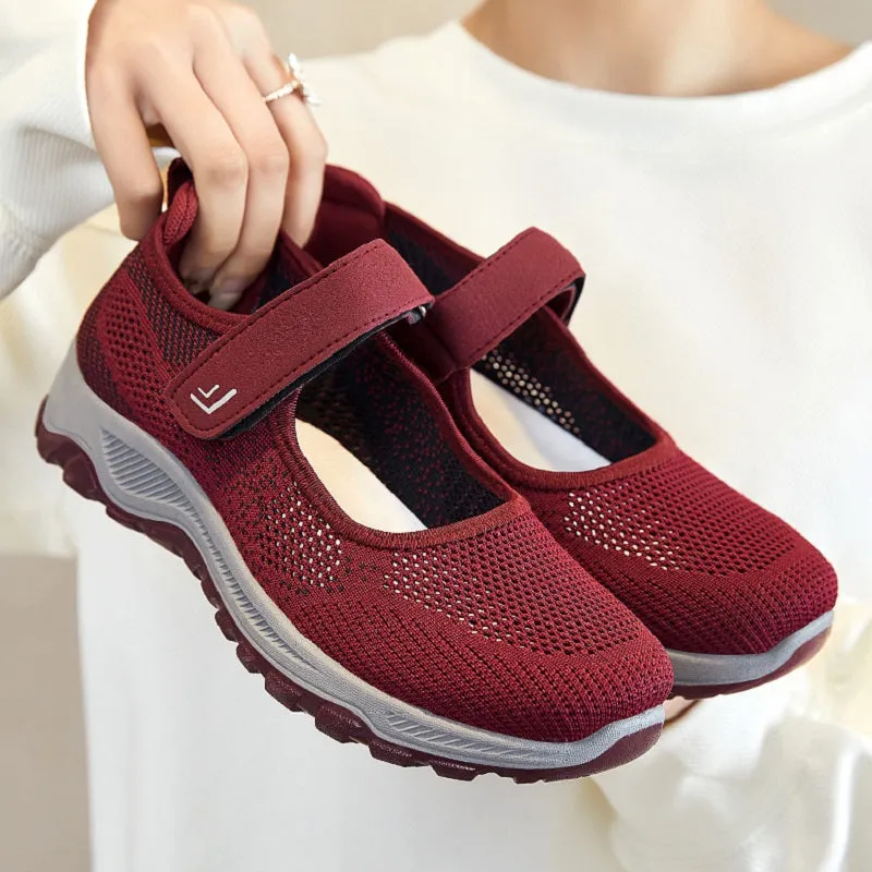 Womens Casual Walking Running Comfortable Breathable Velcro Sneakers