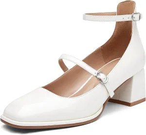 Women's Vintage Patent Chunky Heeled Mary Jane Pumps